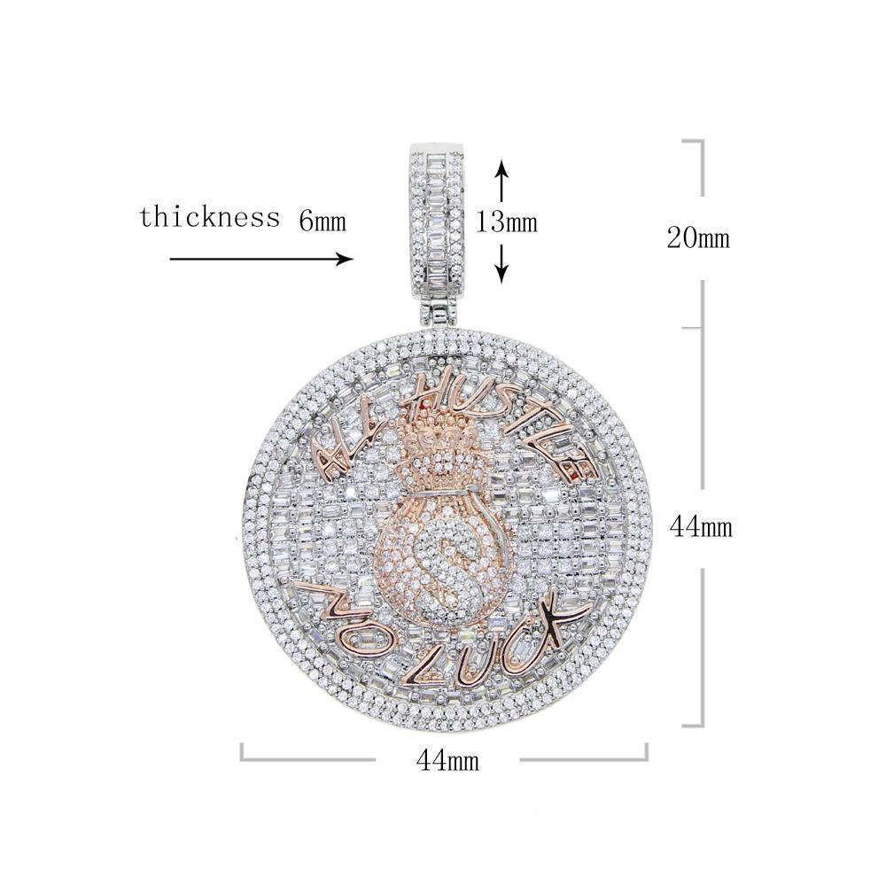 2025 New Iced Out Bling Round Letter Pendant Necklace Full Paved 5A CZ Cubic Zirconia Badge Charm Fashion Hip Hop Men Jewelry