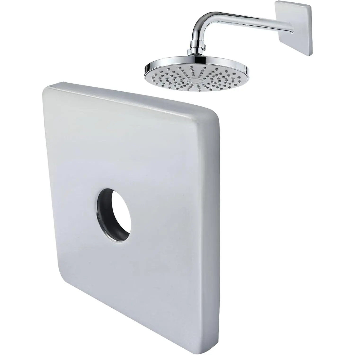 Modern 3.5" Size Square Chrome Shower Flange Cover, Pipe Hide Accessory for Tile Wall, Covers Gaps & Holes, Fits 20mm/0.79 Inch Diameter Shower Arms Pipes