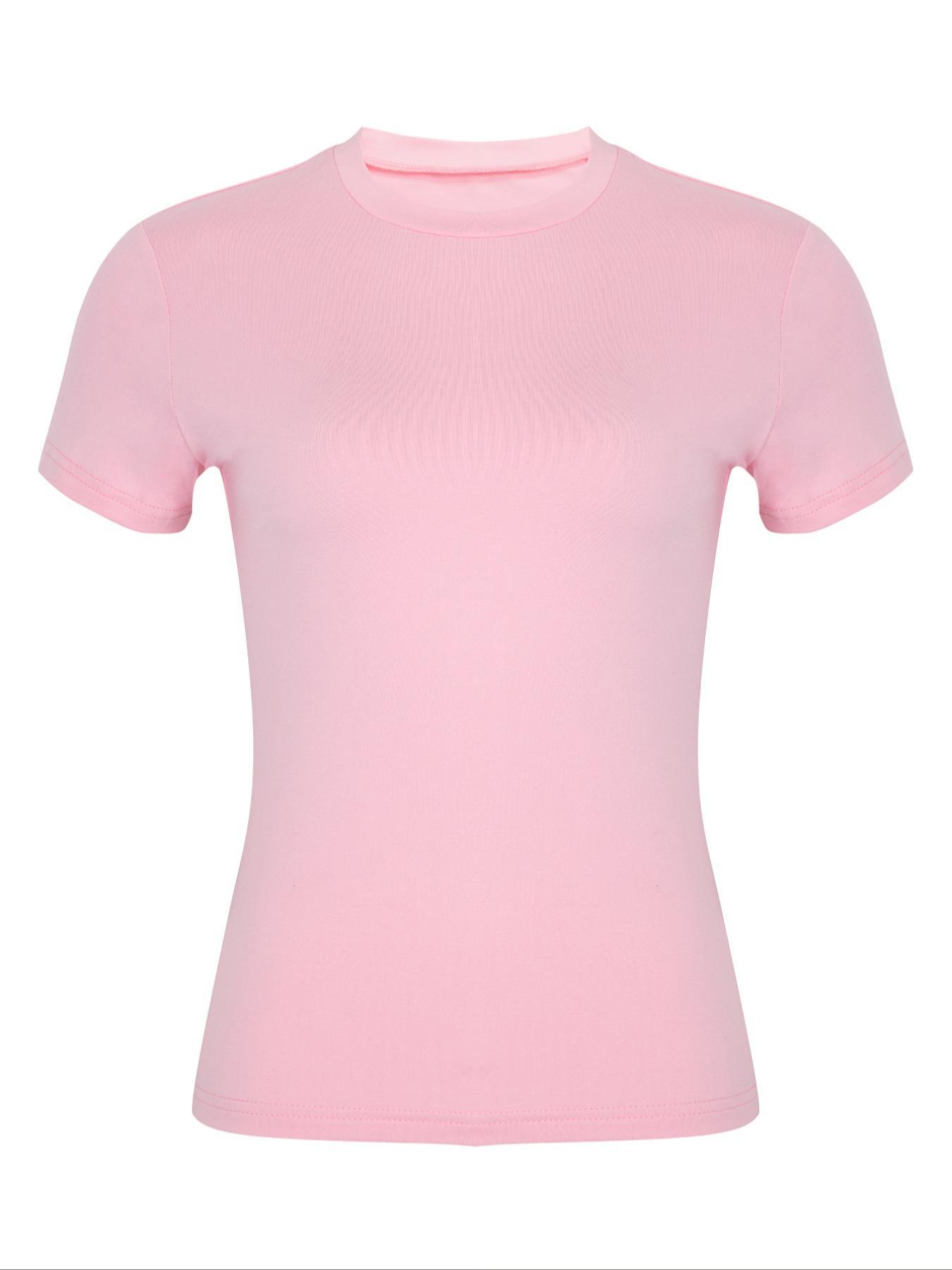 Women's 3pcs Plain Round Neck Loungewear Tee, Casual Basic Short Sleeve T-shirt for Daily Wear, Ladies Sleepwear, Womenswear, Summer Outfits 2024