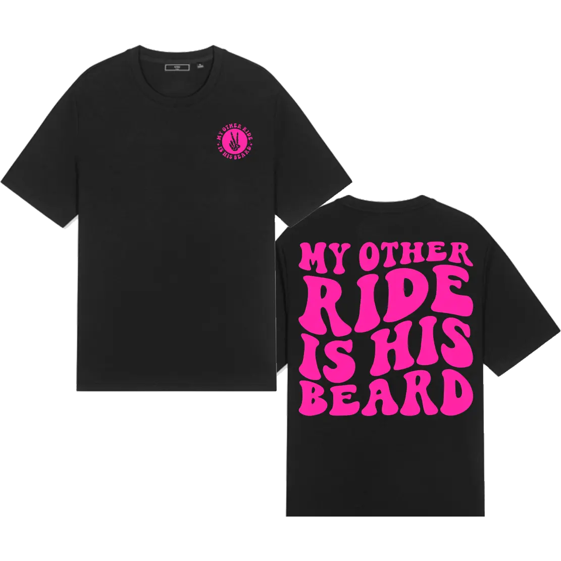 Unisex Short-Sleeve Regular Fit Sports T-Shirt, Humorous Print Funny "My Other Ride Is His Beard" Slogan, Casual Round Neck Streetwear