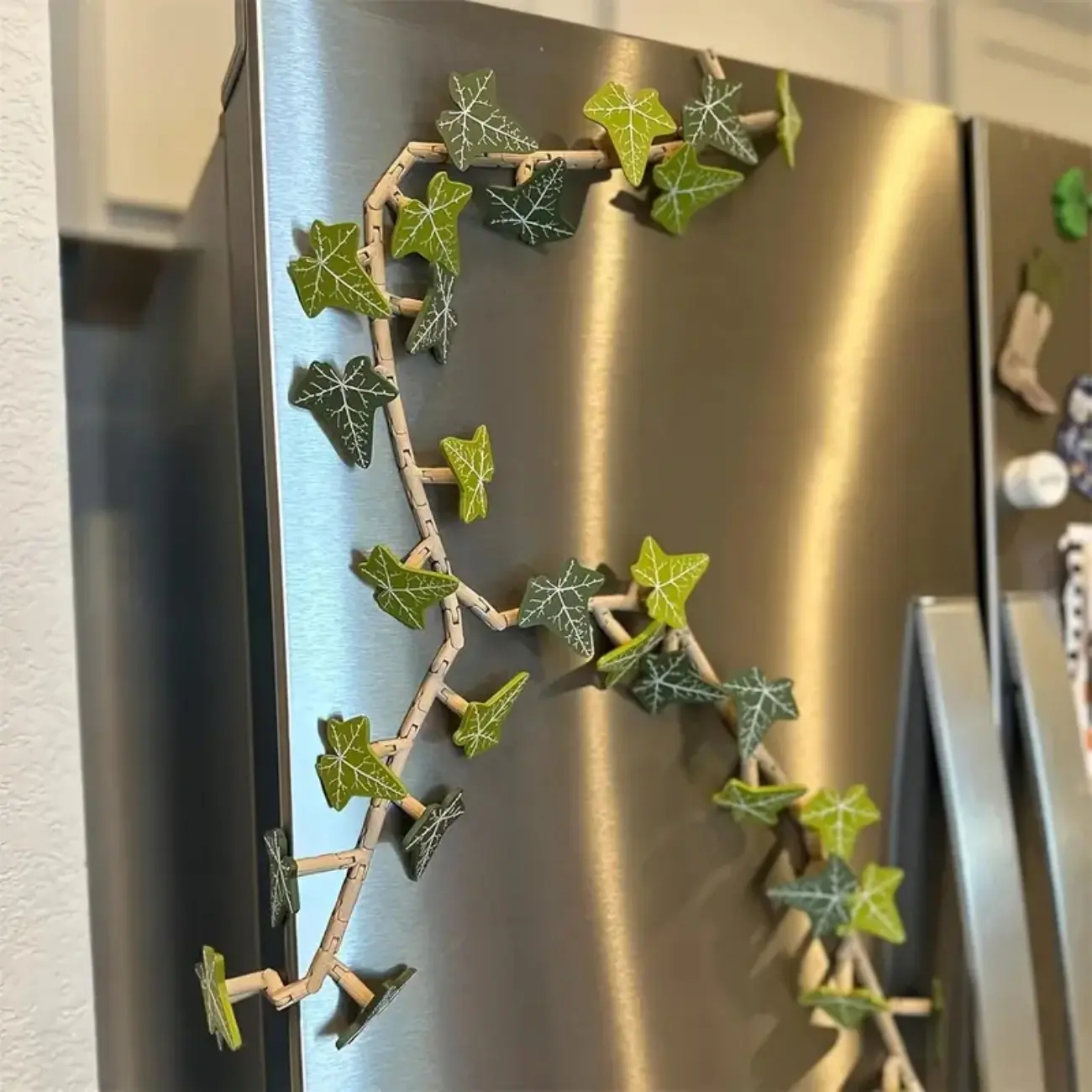 7/21pcs Ivy Plant Magnet Refrigerator Stickers, 3D Greenery Art Decorative Hanging Holder, Battery-Free, Kitchen & Office Decor, Ivy Fridge Magnet