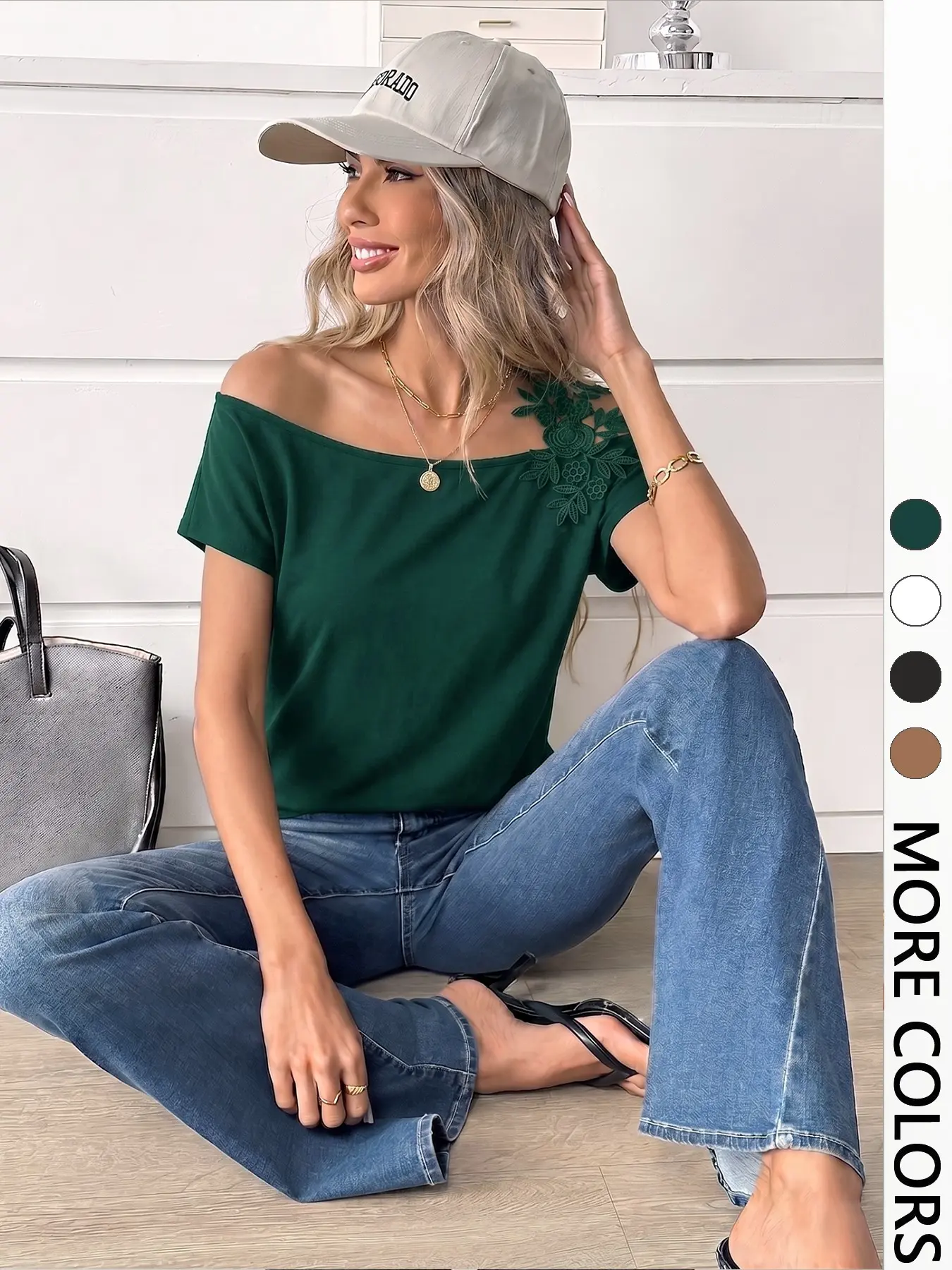 One Shoulder Asymmetric Lace Patchwork T-Shirt Top, Womenswear French Gentle Style Aesthetic Slim Fit Short Sleeve, Casual Dating Commute Wear, All Seasons