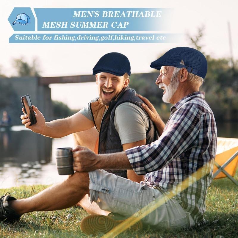 BIGWIG Men's Breathable Mesh Summer Hat – Adjustable Flat Cap, Newsboy Cap, Beret, Ivy Cap, Irish Driver Cap, and Fishing Hat BIGWIG Men's Breathable Mesh Summer Hat – Adjustable Flat Cap, Newsboy Cap, Beret, Ivy Cap, Irish Driver Cap, and Fishing Hat