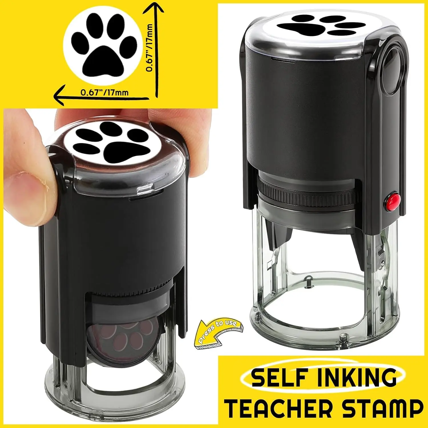 Self-Inking Paw Stamps for Stamping Crafting Planners Teacher Novelty Stamps for Classroom School Educational Learning Activities Animal Paw Print Favors Stamper