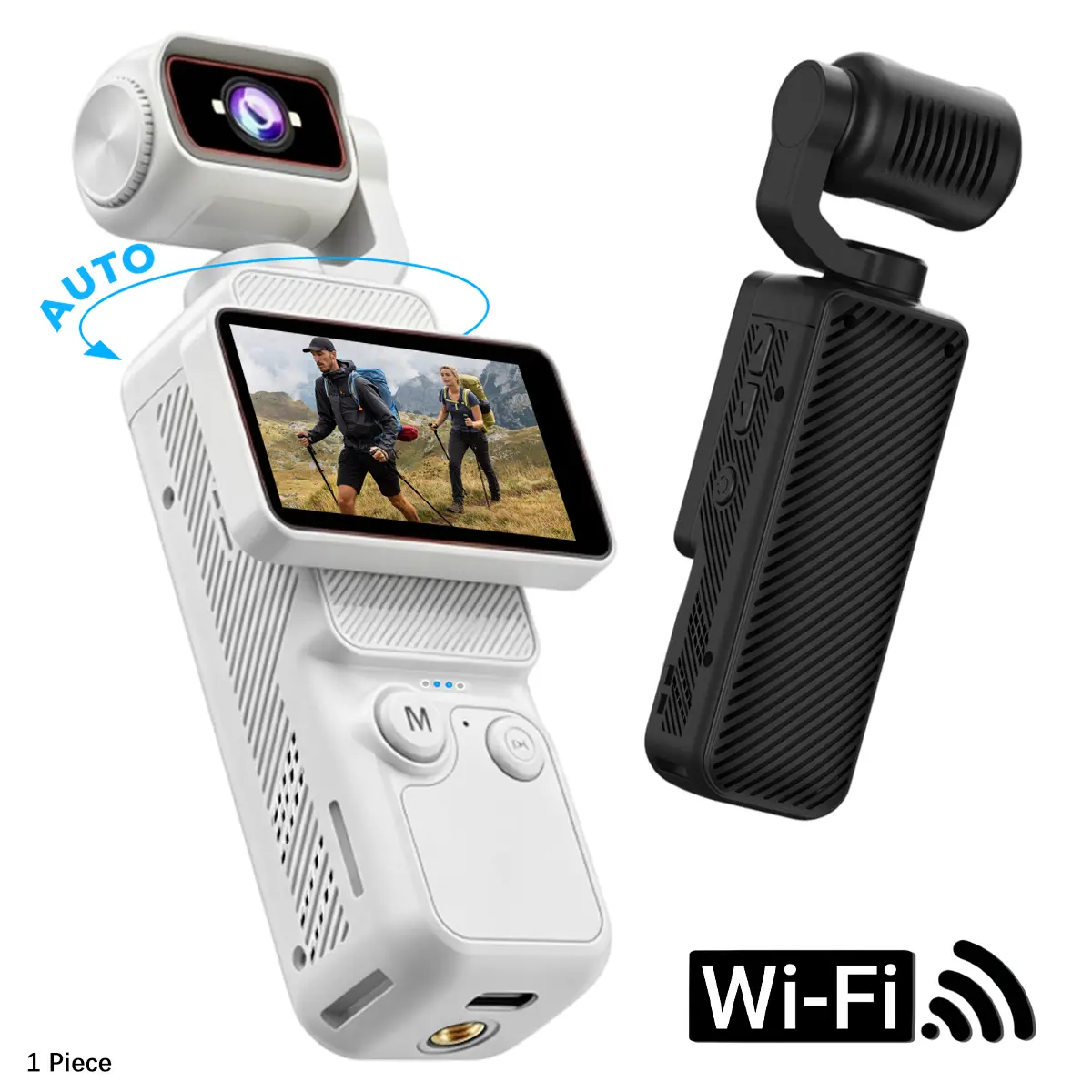 1080P HD Pocket Gimbal Camera, Mini Vlog Camera with 180° Auto Rotating Lens, Stabilized Video, WiFi App, 6X Digital Zoom, Long Battery Life for Travel, Vlogging & Outdoor Adventures