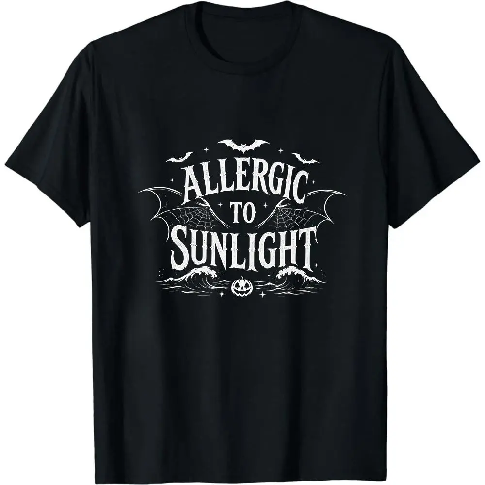 Allergic To Sunlight Shirt Funny Spooky Goth Shirt Black and White Alt Tee Sarcastic Goth Hoodie Bat Goth Summer Tee Casual T Shirts Aesthetic Graphic Tee Top Womenswear