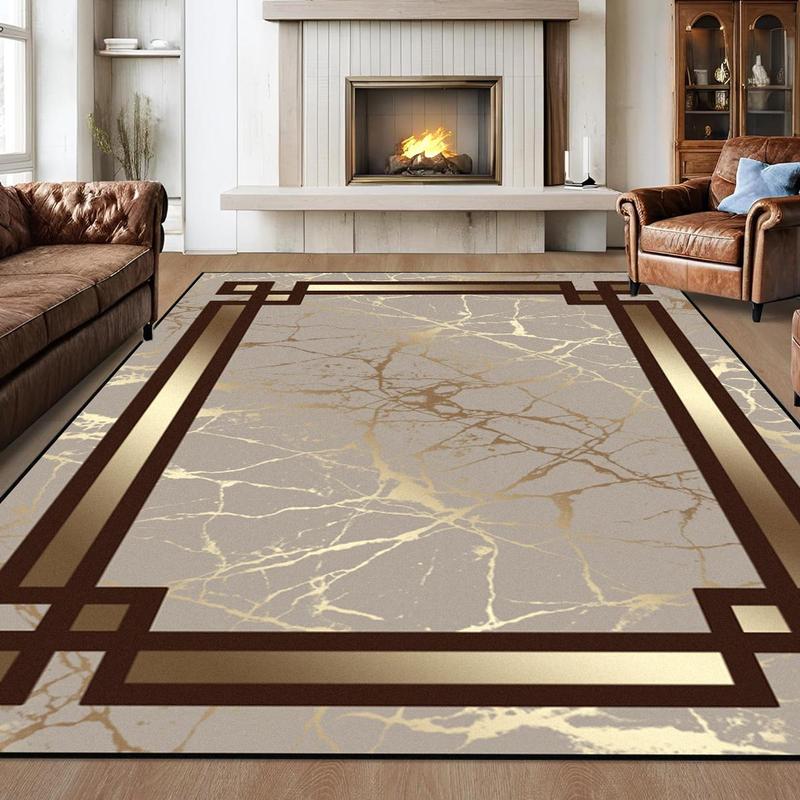 Marble Pattern Floor Mat, Non-slip Soft Decorative Modern Area Rug, Fashionable Home Decor Carpet for Living Room & Bedroom