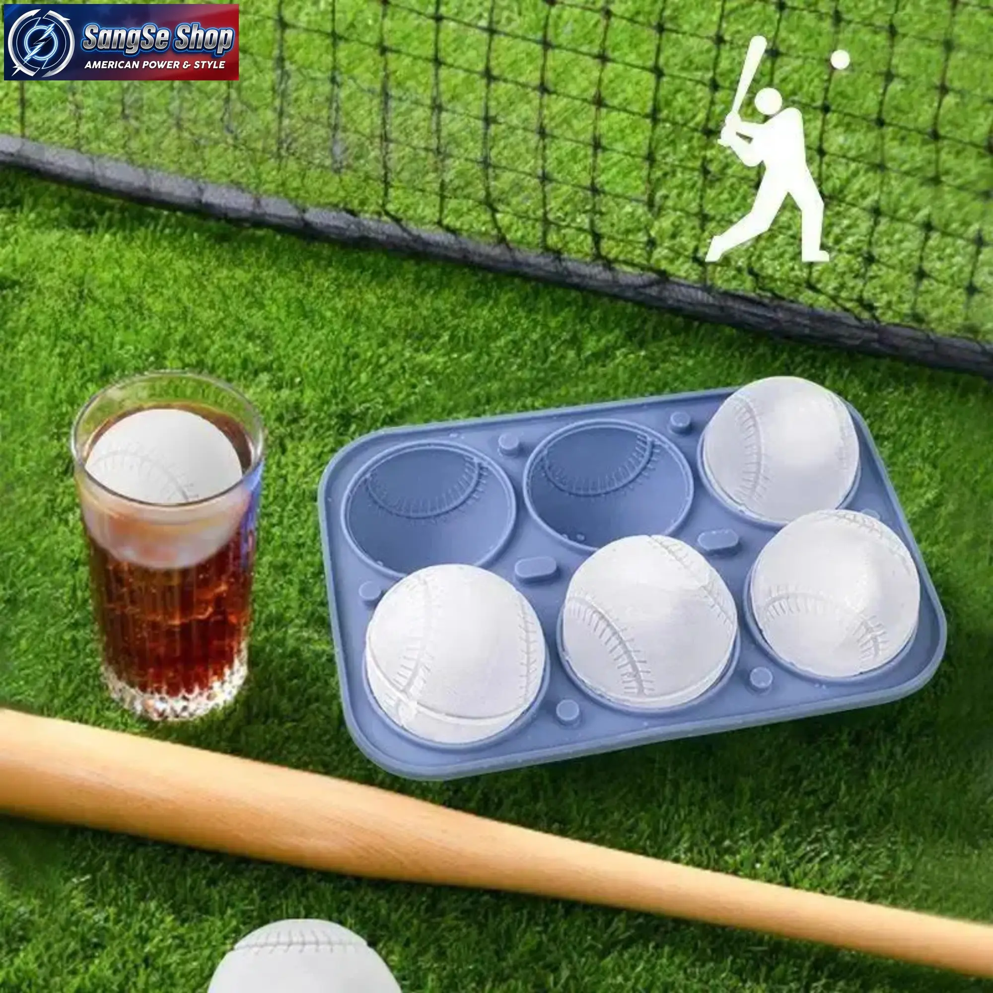 3D Baseball Ice Tray, Food-Grade Silicone Ice Mold, Reusable Easy-Release Ice Cube Maker, Baseball Shape Ice Cubes for Beer, Soda and Party Drinks, Bar Accessories for Home Use, Summervibes Drinkware Gadget for Summer Parties and Outdoor Events Blue