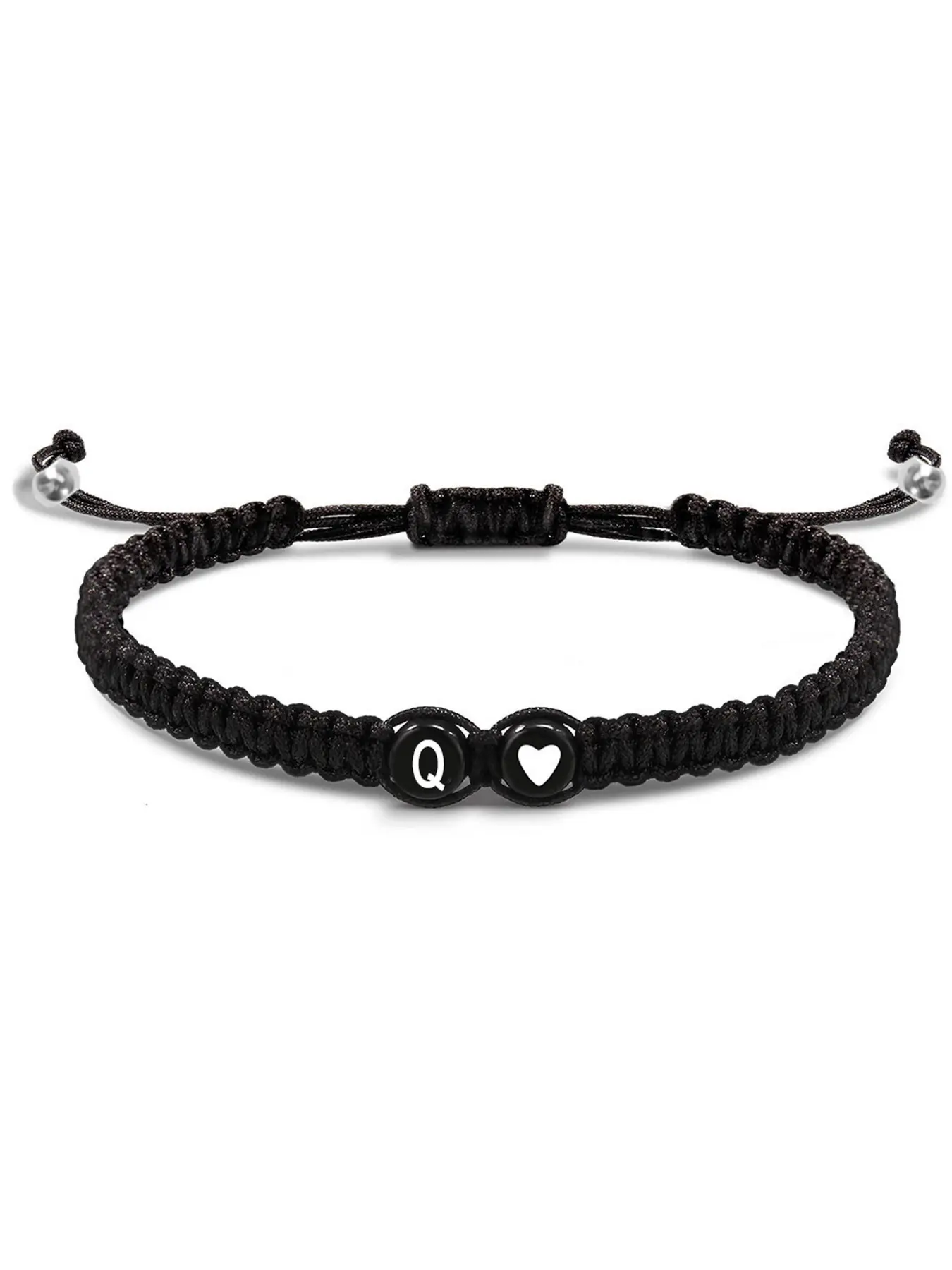 The black and white peach heart 26 letter braided Fashion Bracelet is suitable for daily wear, vacation dates, and other occasions, and is also a surprising and exquisite small gift High Quality Bracelet