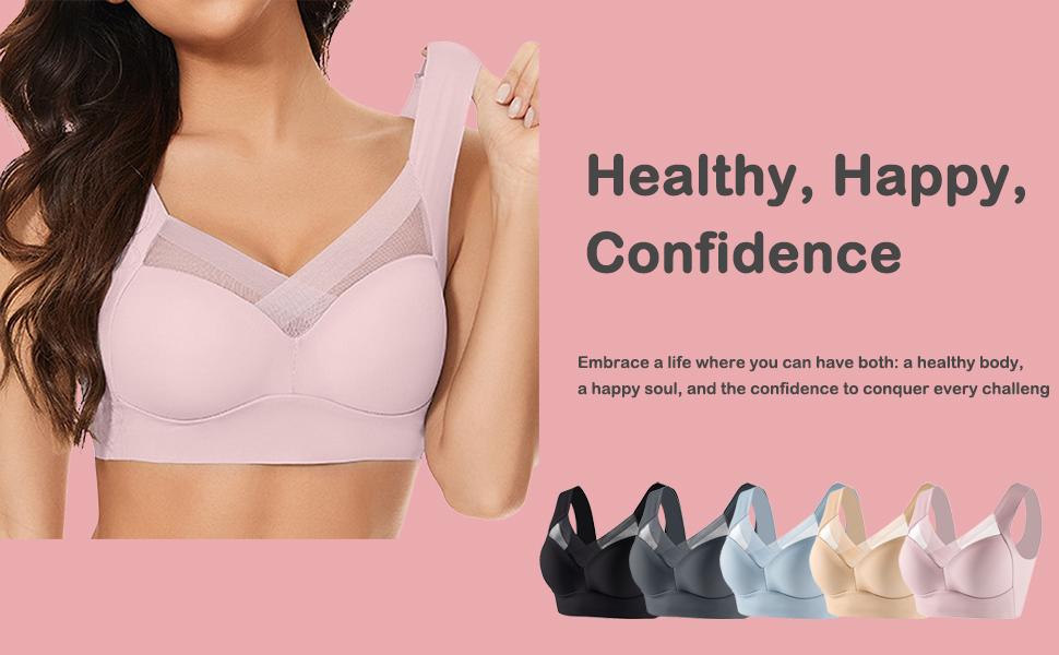 Bras for Older Women Lushfitting Powerful Push-Up Seamless No Underwire Anti Sagging Bra with Full Support and Lift