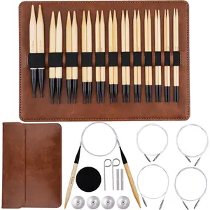 Interchangeable  Circular Knitting  Set with Case Sizes 3.5mm, 3.75mm, 4mm, 4.5mm, 5mm, 5.5mm, 6mm, 6.5mm, 7mm, 8mm, 9mm, 10mm, 12 Pairs, 4 Cables