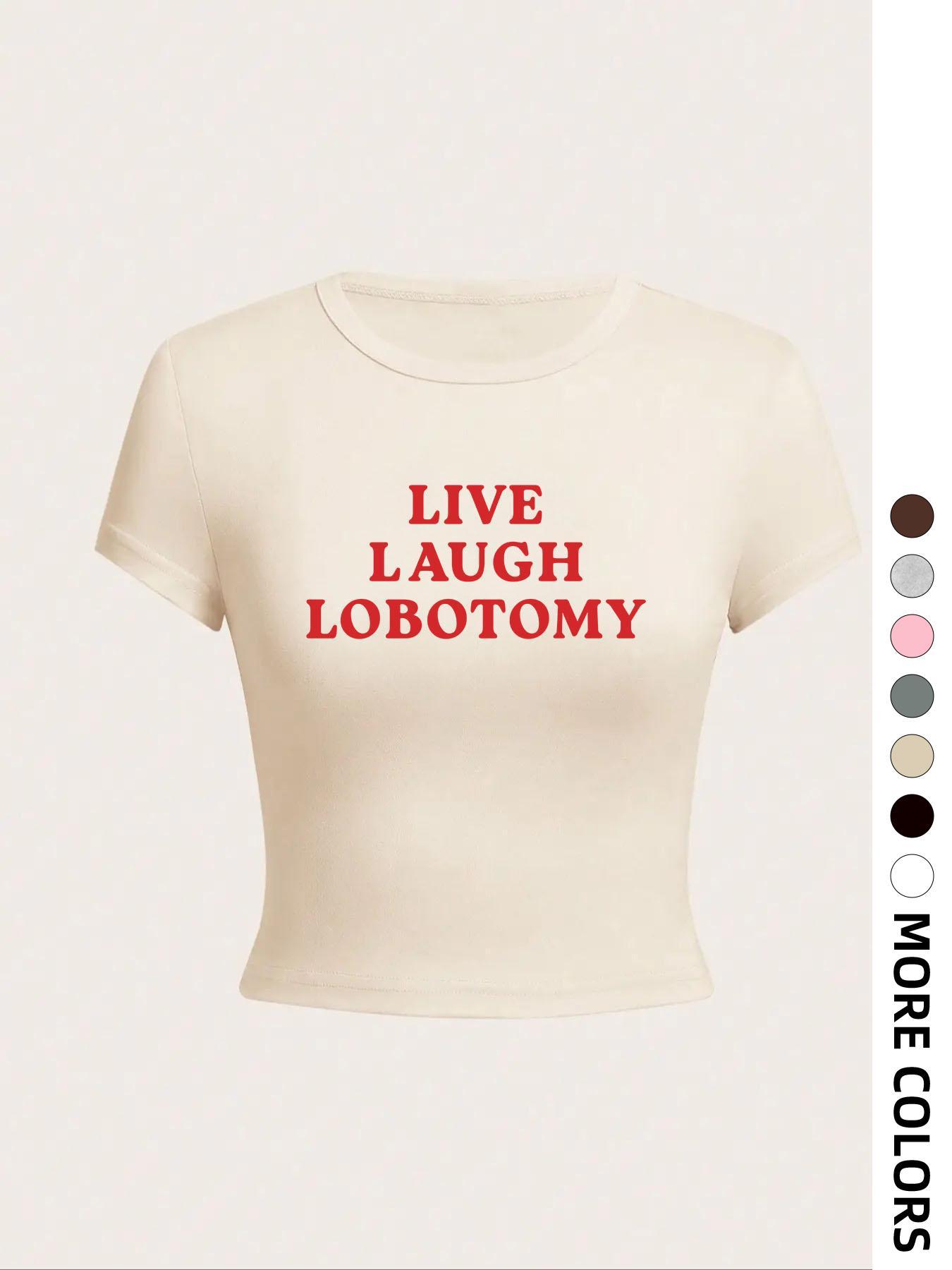 Women's Letter Print Round Neck Tee, Casual Short Sleeve Crop T-shirt, Shortsleeve Graphic Tees Women, Ladies Summer Graphic Tees Women for Daily Wear, Casual Fashionable Top