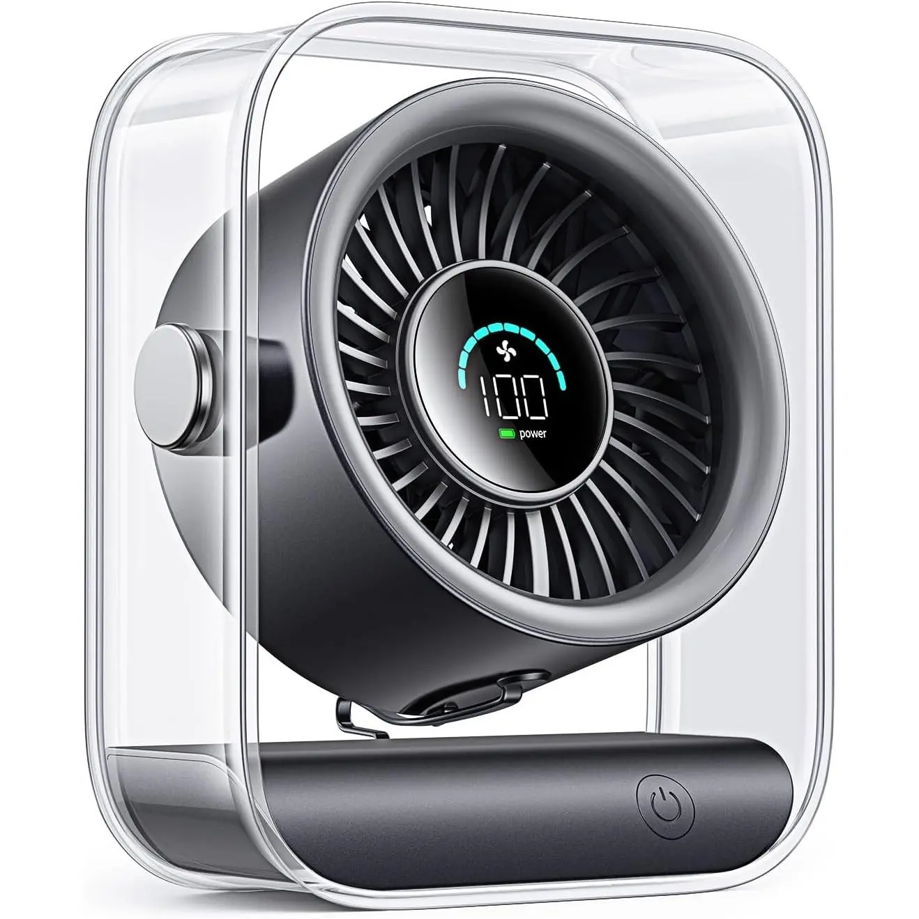 Portable Desk Fan Bedroom, Rechargeable Small Table Fan with 100 Speeds, 90 °   Rotation, Turbo Airflow, LED Display, Quiet Personal USB Cooling Fan Office Home Travel Camping, Black