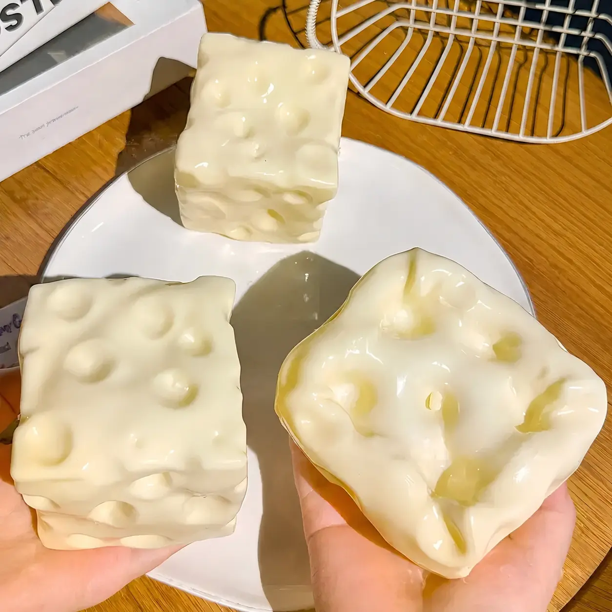 1pc Yellow Soft Moldable Squishy Cheese Block - 6cm Squeeze Stress Ball Fidget Toy, Desk House Decoration Statue Figurine for Relaxation