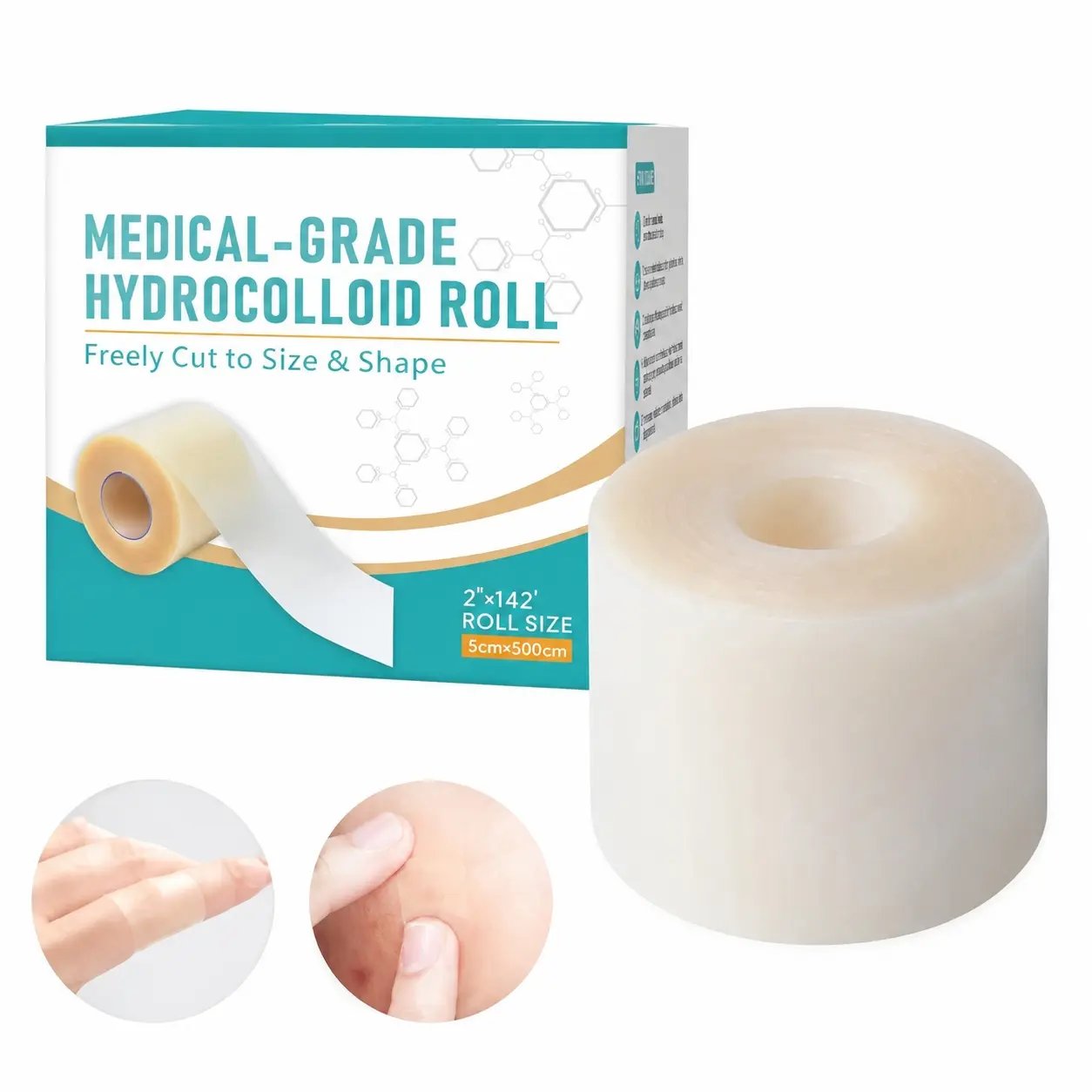 Hydrocolloid Bandage Roll, Flexible & Waterproof Self Adhesive Hydrocolloid Patch, Cut-to-Fit for Skin Care, Spots, scar, Acne, Pimple Care and First Aid Kits