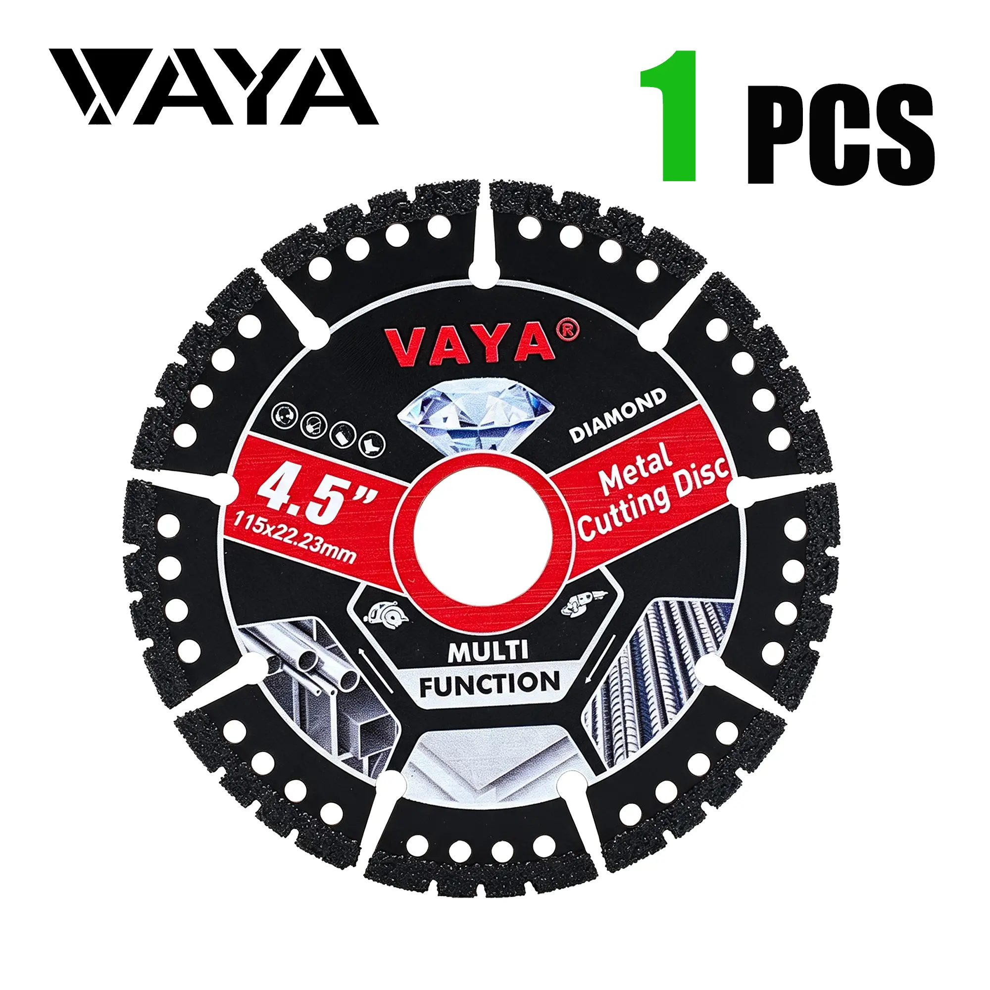 VAYA 4.5 Inch 1PCS Multi-Material Diamond Cutting Blades Dry Cut Metal Tile Stone Cast Iron Marble Angle Grinder Tool Accessories