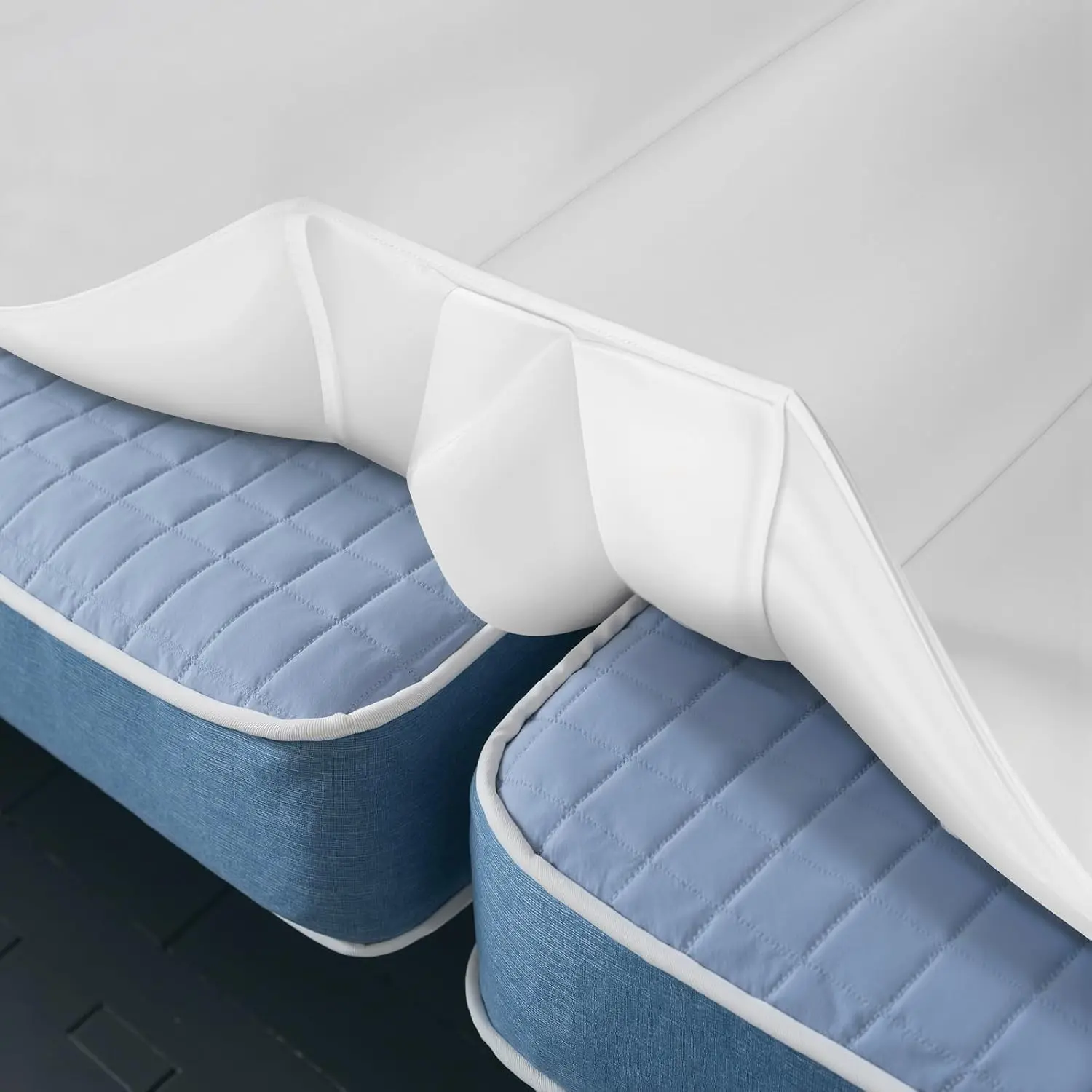 Patented 3-in-1 Bed Bridge Twin to King Converter - Breathable Cotton Mattress Gap Filler with Fitted Sheet, Stabilizing Sheet Strap Set, 78"x75" Bridge Bed