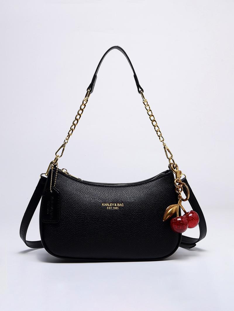 Women's Solid Color PU Leather Shoulder Bag, Adjustable Strap Office Crossbody Bag, Fashionable Durable Design for Daily Use