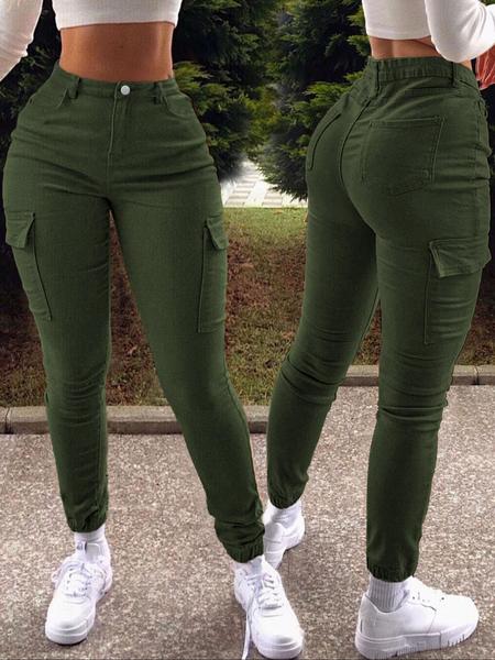 GILIPUR Y2K Khaki Textured Work Pants With Multiple Pockets, Slim-Fit, For Summer And Autumn,Women's slim fit sports pants，Skinny Pants,Deals For You Days,Spotlight Finds,summer,shop now,casual ,all sizes,fits all sizes,ladies,this summer,get yours now,ge