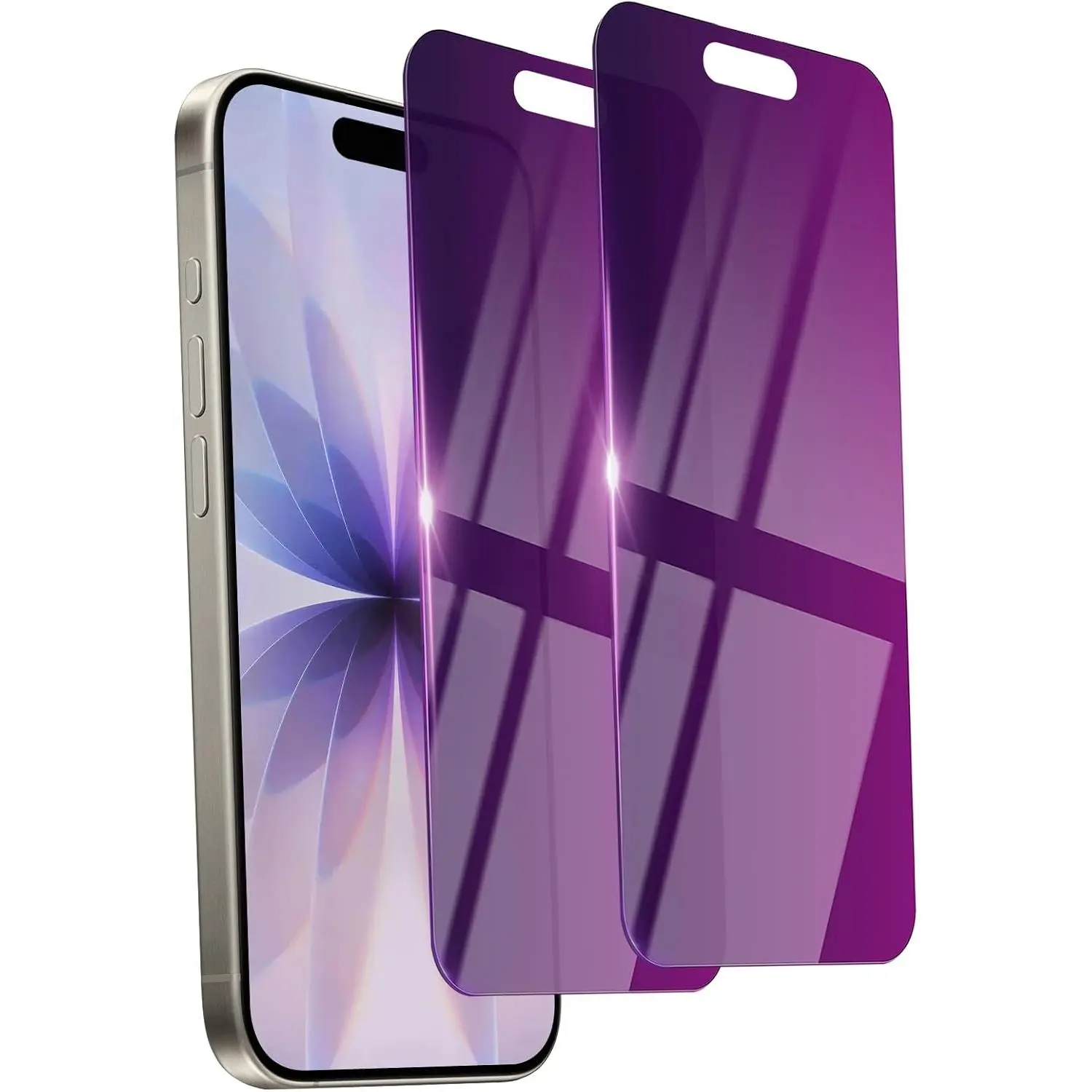 2-Pack Tempered Glass Screen Protector for iPhone Series, 6.3'' Full Coverage, Anti-Spy Private Saver, Anti-Scratch, Eye Protection, No Bubble