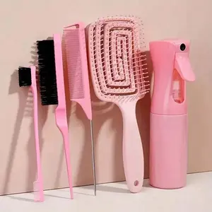 5-Piece Hair Styling Tool Set, Includes 2 French Braid Rings, Leather Clipper, Volumizing Comb, Tail Comb, Edge Comb for Hairline and Back Combing