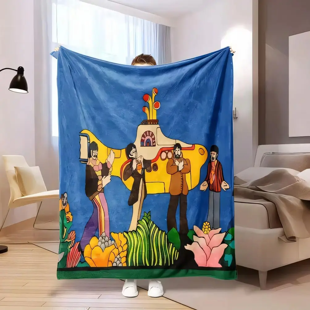 Psychedelic Music Art Flannel Blanket, Soft Cozy Lightweight Throw for Adult Blanket Kids Blanket, Retro Rock Style Colorful Design Summer Cooling Air Conditioner Blanket for Sofa Bed Bedroom Travel Gift