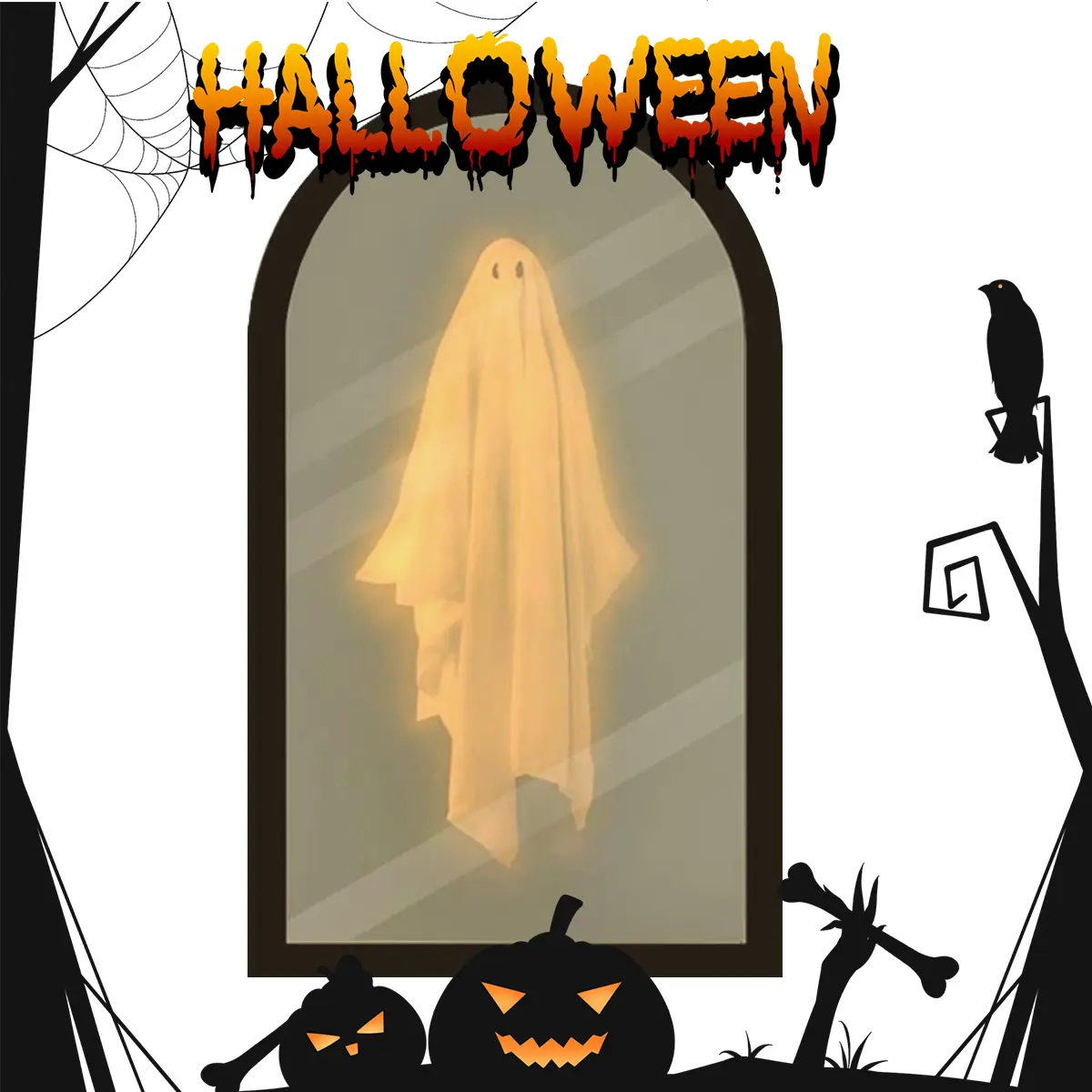 2026 Ghost Mirror Hologram - LED Haunted Acrylic Wall Mirror with Spooky Hologram Effect, Indoor Halloween Wall Decor for Bedroom