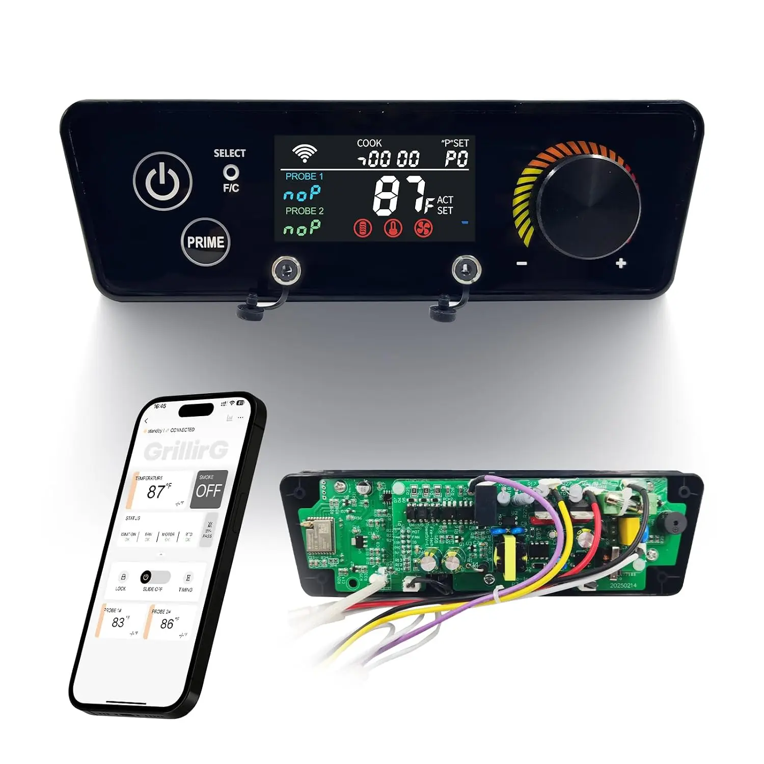 Trapezoid WiFi PID Control Board for Pit, Classic, XL & Copper Series (Not Onyx) - Smart Home PID Control Panel with 1°F Precision, WiFi Remote, Winter Mode