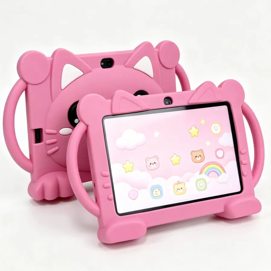 7 inch children's tablet Android 12, parental control tablet, 3000mAh battery, suitable for education and learning tablet for children aged 2 to 7, cute cat model suitable for birthday or holiday gifts for boys or girls