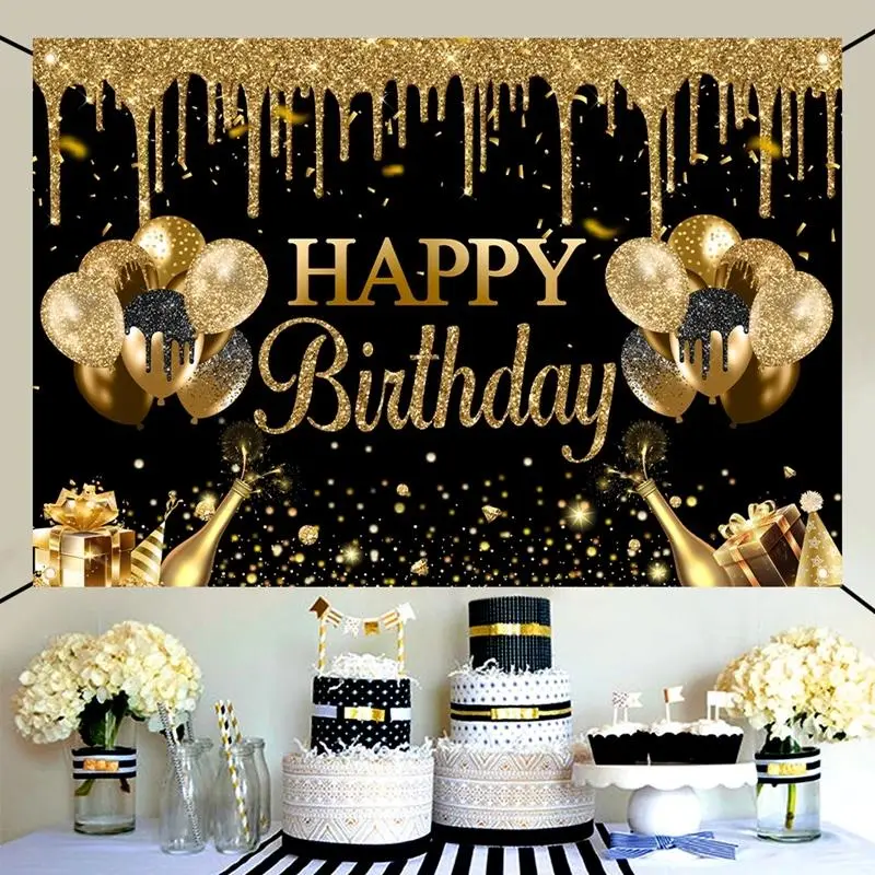 Gold Glitter Black Gold Theme Polyester Tapestry - Lightweight Home Decoration for Room, Photo Backdrop, Buddhism-Inspired Bag Accessory, Ideal Gift for Family, Formal Event Prop Banner