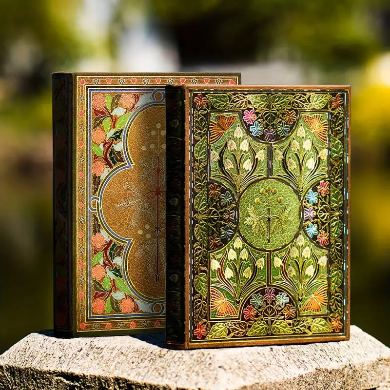 Vintage Butterfly Flower Hardcover Notebook, 256 Pages, Golden-Plated Laser Foil Stamped Diary, Colored Pages, DIY Scrapbook, Travel Journal, Gift