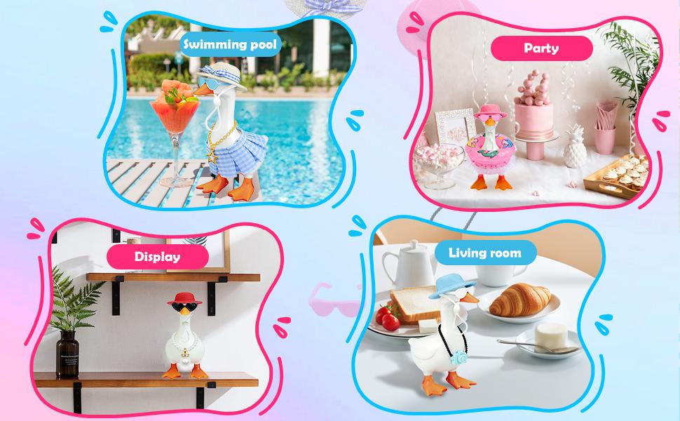 16PCS Mini Desk Goose Clothes with Hats, Sunglasses, Bikini,Swimming Ring, Dresses for Magnetic Porch Goose Key Holder Decor & Office Gifts