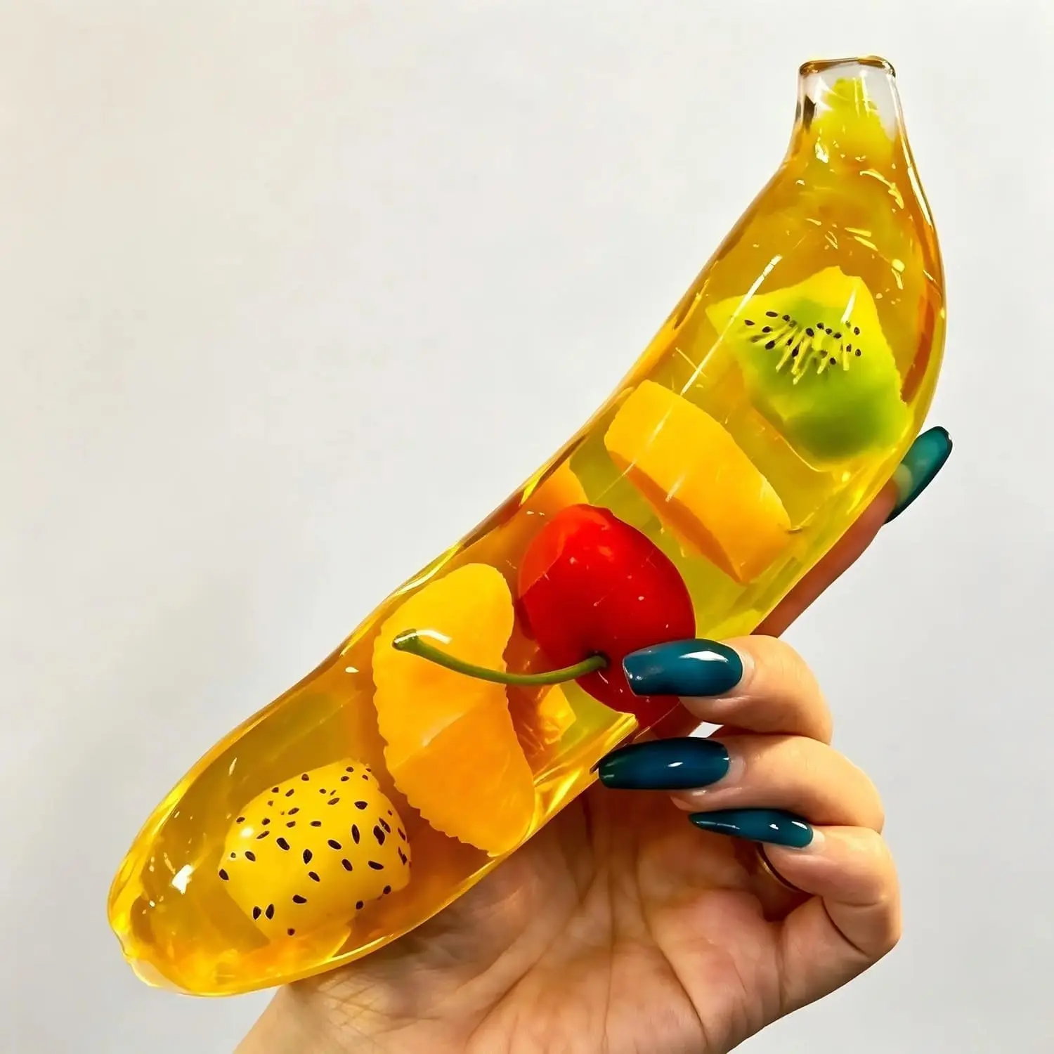 Sensory Banana Fruit Squeeze Tube Toy, Anxiety Relief Stress Toy with Fruit Beads, Portable Decompression Toy for Office
