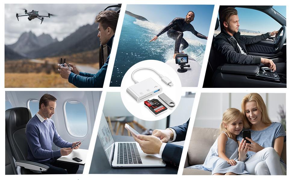 SD Memory Card Reader 5 in 3 Adapter USB Type-C OTG Writer for SD Memory Card Reader USB Type-C OTG Writer