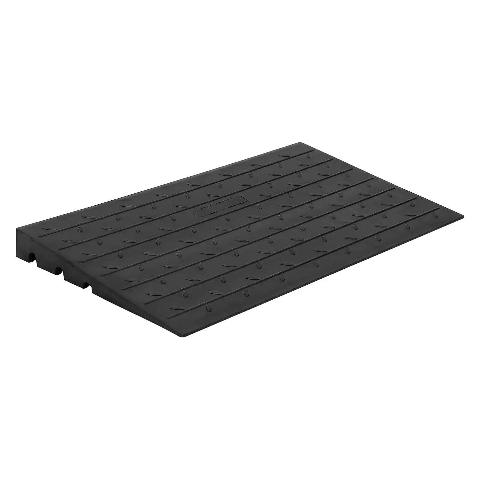 4 Inch Heavy Duty Rubber Threshold Ramp for Wheelchairs & Mobility Scooters, Non-Slip Willow Pattern Curb Ramp with Beveled Edges, One-Piece Indoor Outdoor Accessibility Doorway Ramp