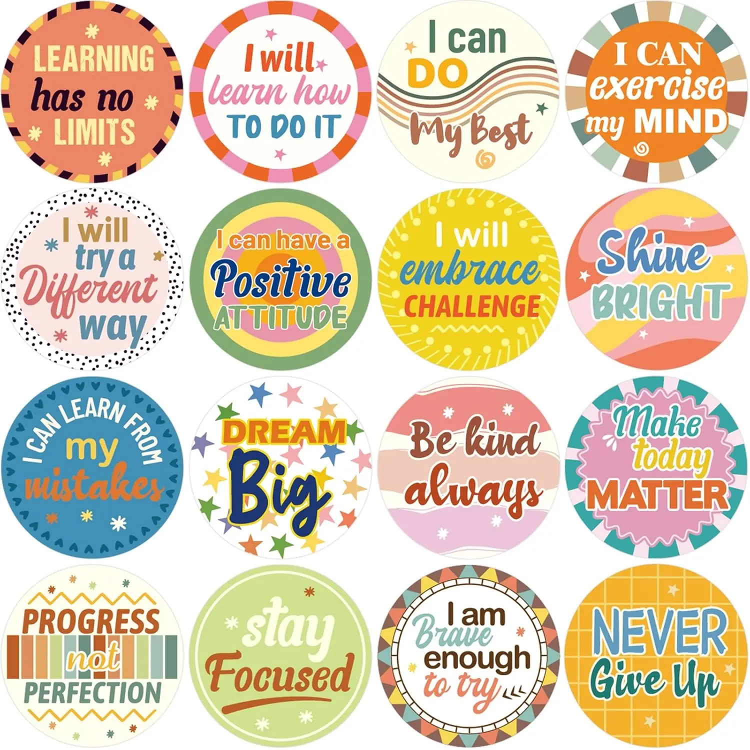 600 count Growth Mindset Stickers Positive Sayings Inspiring Encouraging Affirmation Sticker Sheets for Planner