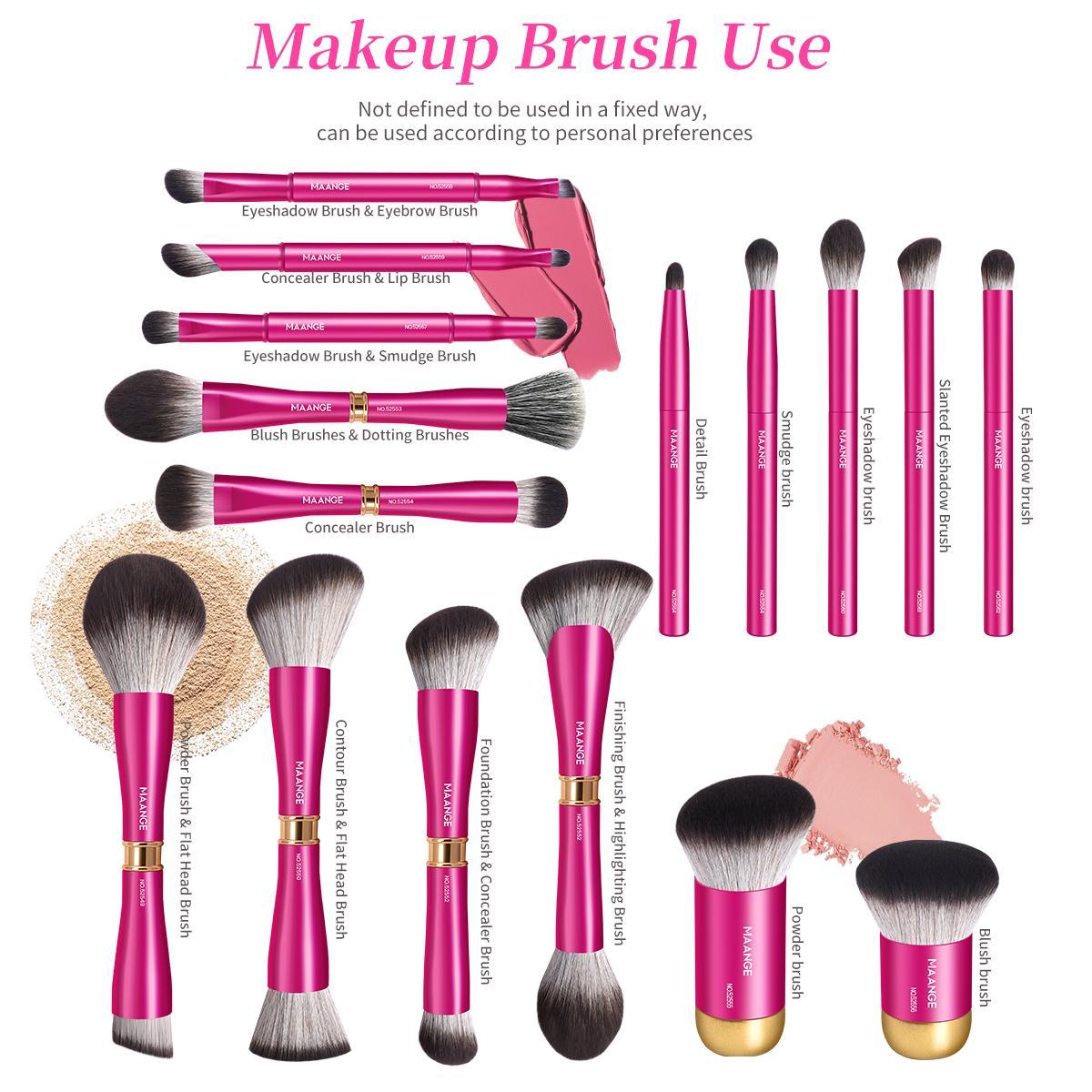 Maange Makeup Brush Set with Storage Box, 16pcs/set Professional Cosmetic Brushes with Soft Bristles, Makeup Tool for Women & Girls, Makeup Sets for Beginners,  Makeup Brushes Set, Brush Makeup Kit