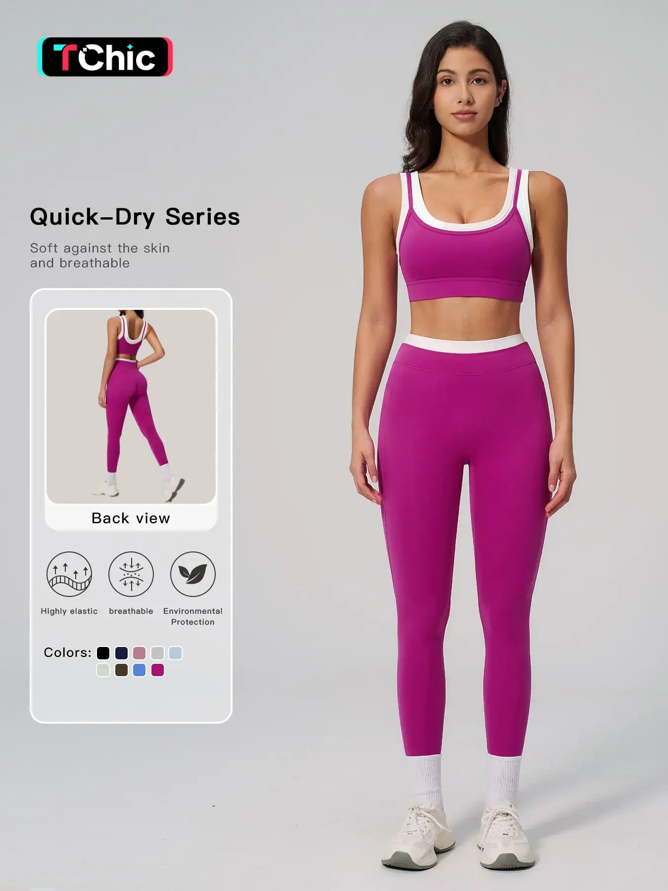 Women's Two-Piece Colorblock Yoga Set, High-Waisted Ribbed Casual Fitness Sportswear, Versatile Gym Workout, Ribbed Activewear, Athleisure Activewear, Bra Legging Set