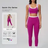 【Black Friday】Women's Two-Piece Colorblock Yoga Set, High-Waisted Ribbed Casual Fitness Sportswear, Versatile Gym Workout, Exercise Clothing, Ribbed Activewear, Athleisure Activewear, Bra Legging Set