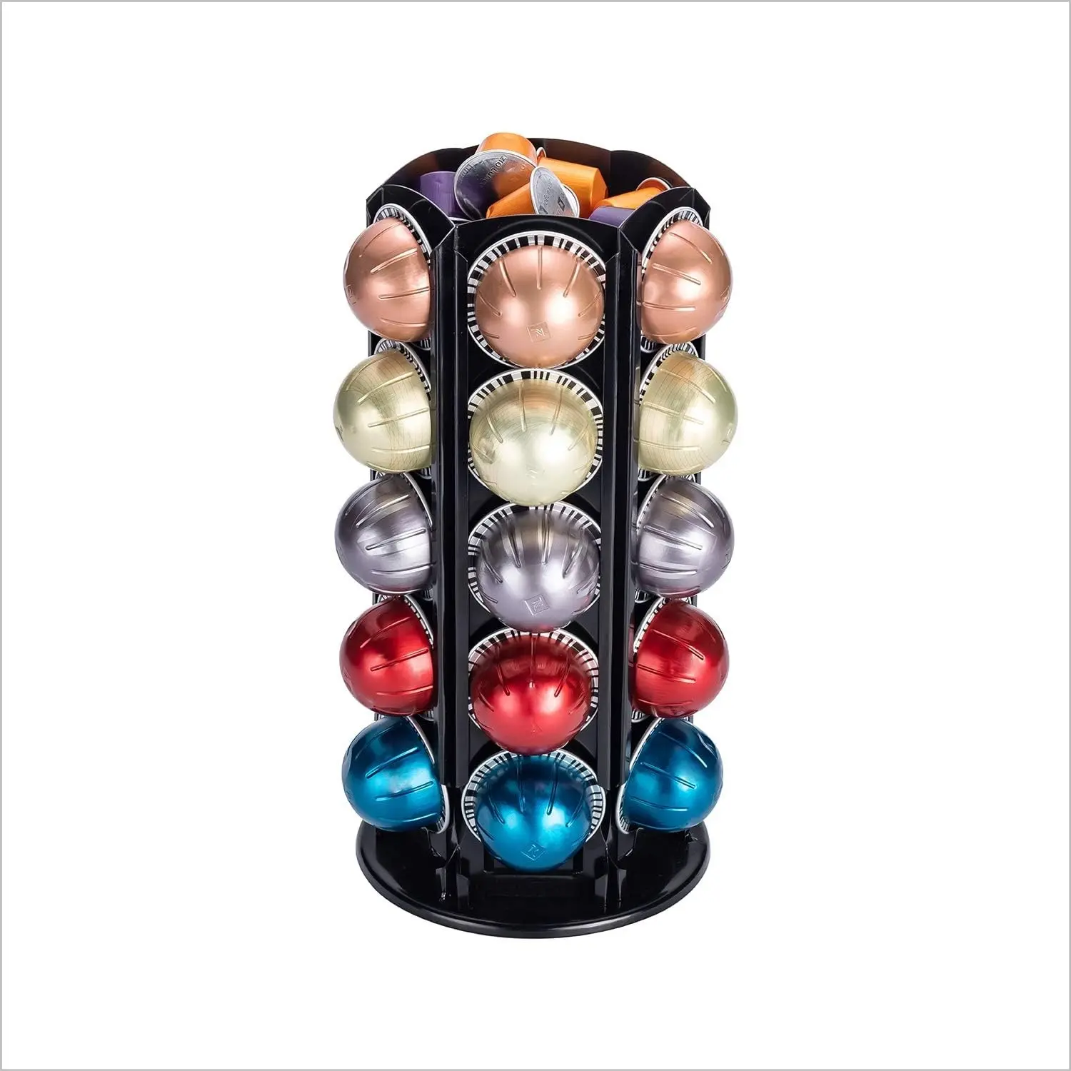for Nespresso Vertuo Coffee Pods Stand Carousel Storage Holder for 30 Capsules with 360-degree Silent Spins, Coffee Pod Carousel Holder Black (38+ Pods)