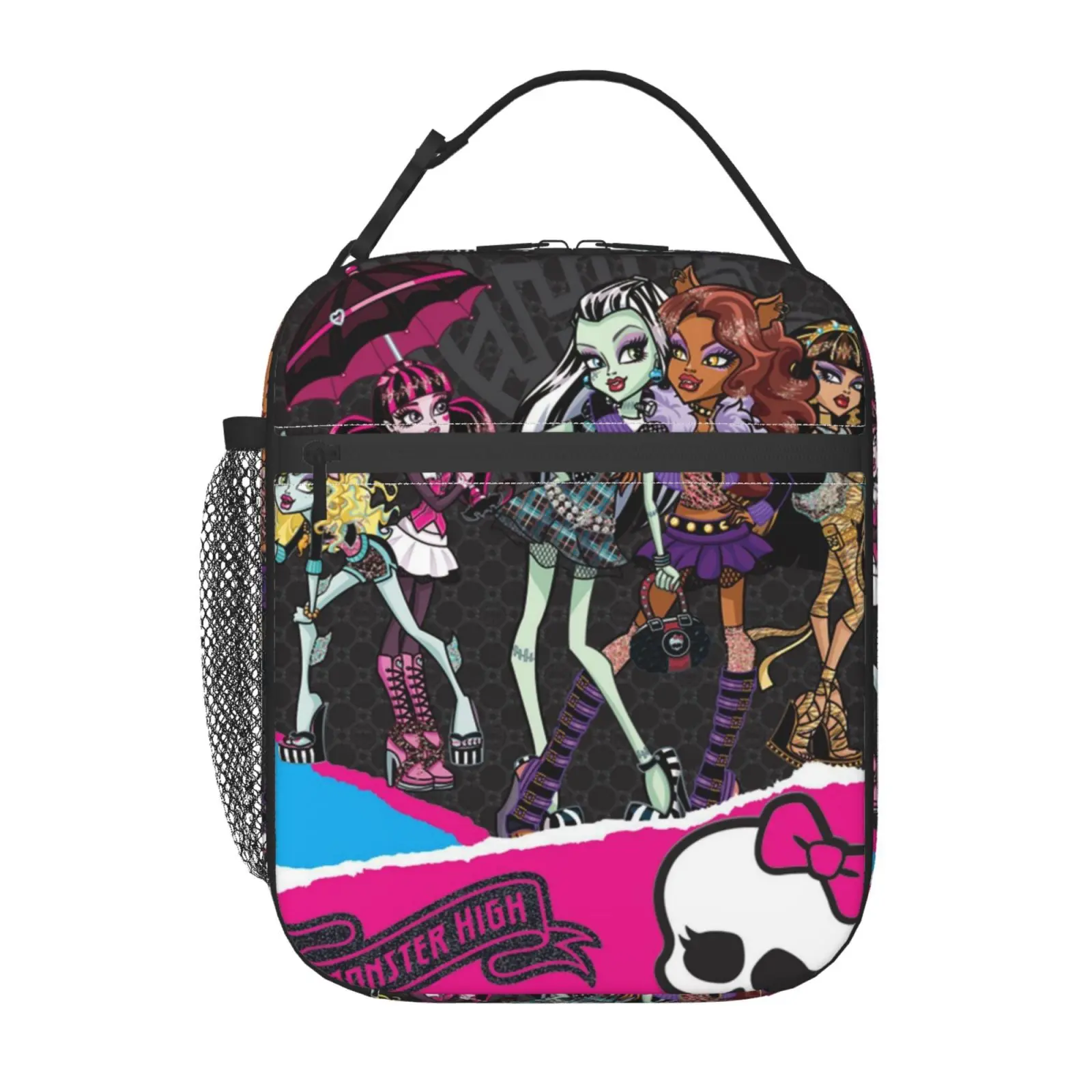 Anime monster high2 Lunch Box, Cartoon Print Lunch Bag,Insulated Handbag For Work, School, Travel and Picnics, Kids Reusable Portable Hot Cold Bag for Home Office, Unisex Non Food Contacy, Perfect Gift