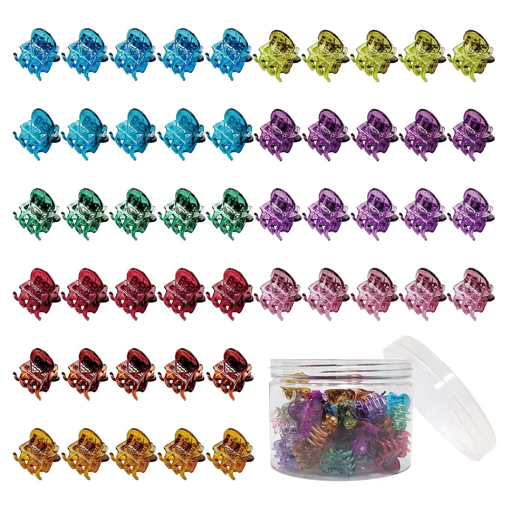 50 count Mini Hair Claw Clips, Bangs  Grip Multifunction Clamp Clips. (Transparent color)