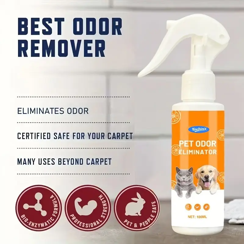 KineShineX Enzymatic Pet Odor Eliminator Spray, Urine Smell Remover for Dogs & Cats
