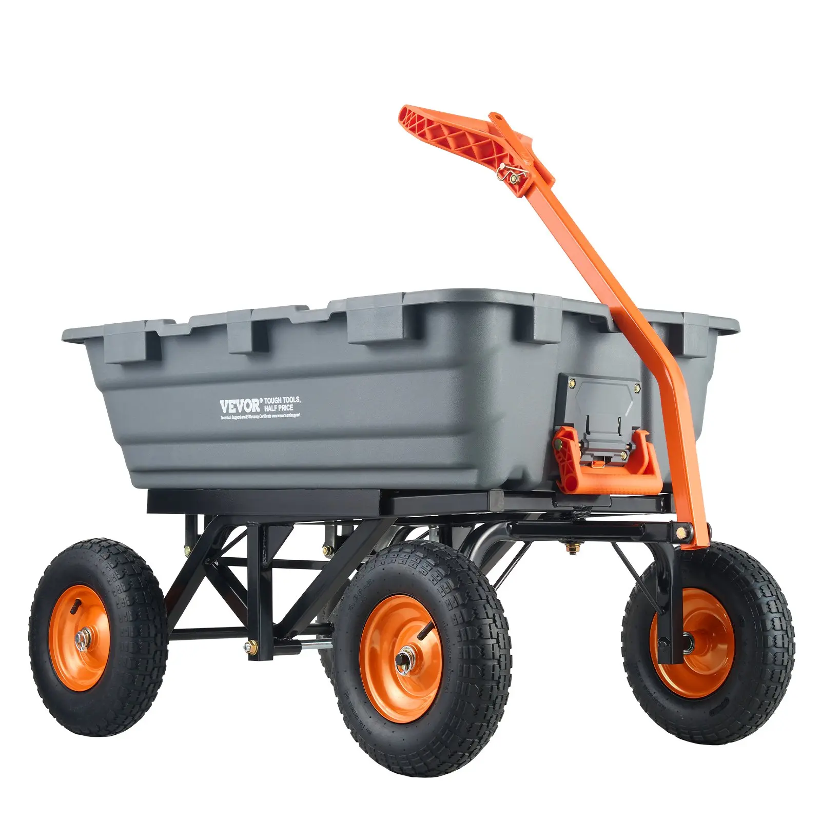 【DealsForYouDays】VEVOR Garden Cart, Durable Poly Dump Cart with Simple Assembly Steel Structure, Versatile Dump Wagon with Dual-Function Handle, Handy Wheelbarrow with 1500 lbs Load Capacity, 13 inch Wheels