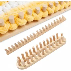 32" Wooden Chunky Blanket Loom - Snag-Free Loom for Yarn - No Needles Required Beginner Friendly Hand Weaving Set for DIY Throw, Pet Beds & DIY Craft Gifts.