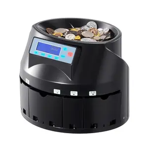 VEVOR USD Coin Counter Coin Sorters with LCD Display, Coin Sorter Machine for USD Coin 1 5 10 25 1, Sorts up to 300 Coins/min, Change Counter Holds 2000 Coins Included 5 Coin Bins 5 Tubes