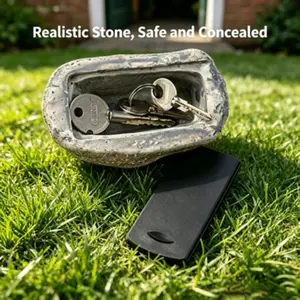 Realistic Rock Key Hide Box, Outdoor Hidden Spare Key Storage Container, Secure Key Holder, Discreet Design, Easy Access