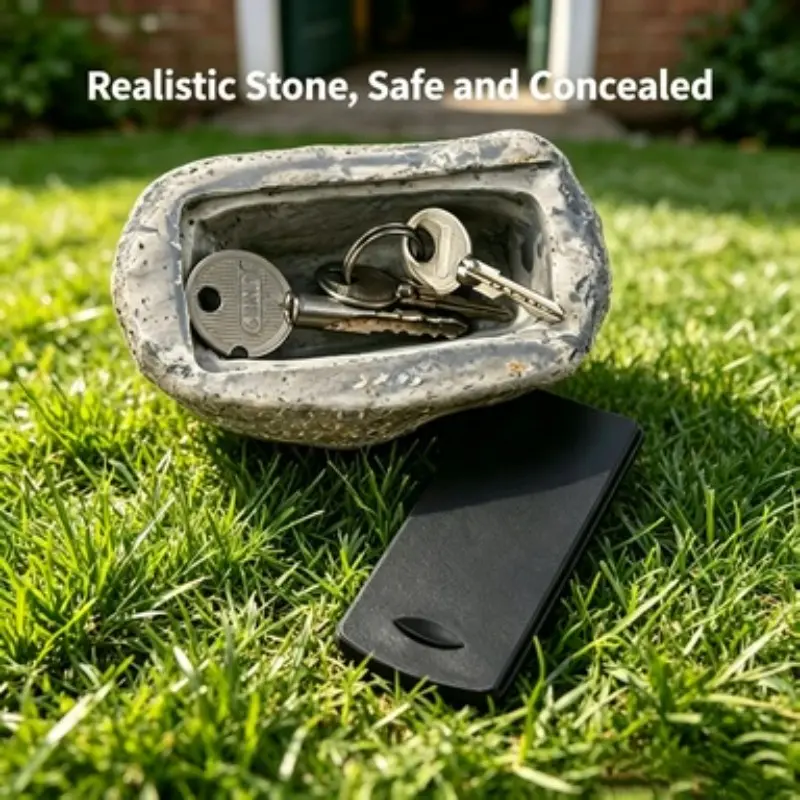 Realistic Rock Key Hide Box, Outdoor Hidden Spare Key Storage Container, Secure Key Holder, Discreet Design, Easy Access