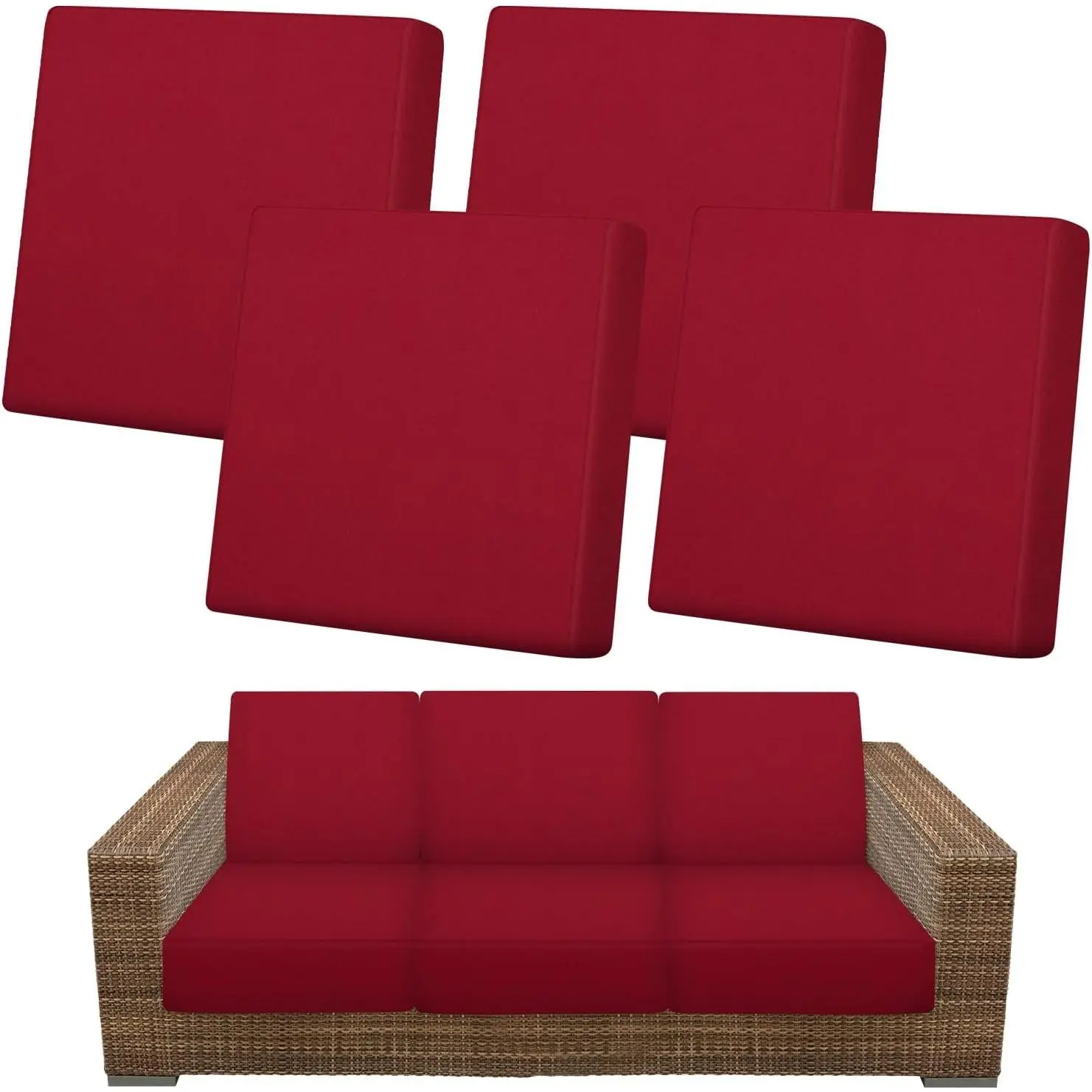 4-Pack Cushion Covers, Stretch Cushion Slipcovers for Couch/Sofa Cushion Covers, Washable Reusable Furniture Protector [Wine Red]