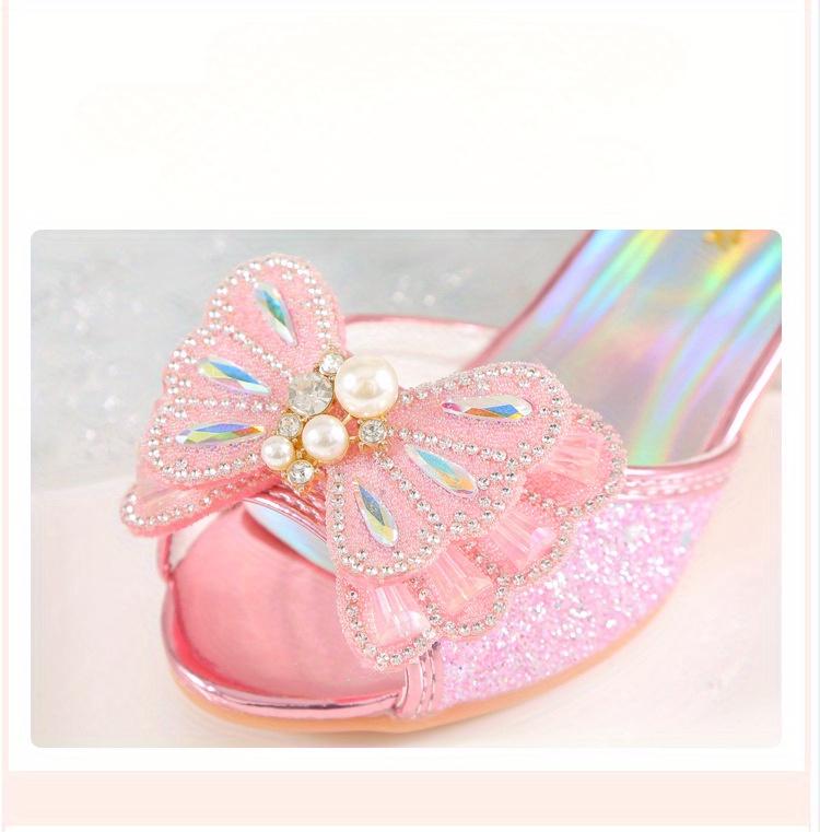 Summer New Children's Princess Shoes Girls' High Heels Baby Sandals Medium And Large Children's Girls' Fashion Crystal Shoes Formal Casual